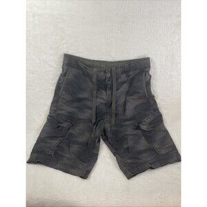 Faded Glory Men's Cargo Shorts, Size 30 Inseam 10 1/2", Rise 11 1/2" Black Green